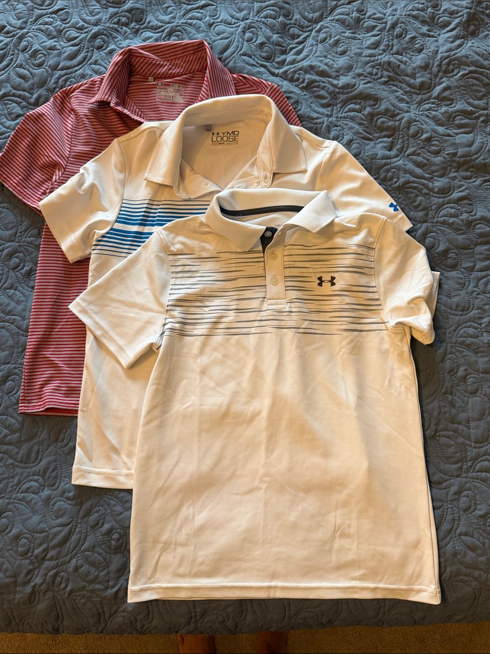 Under Armour White Boys' Short Sleeve Polo Golf Shirts Lot